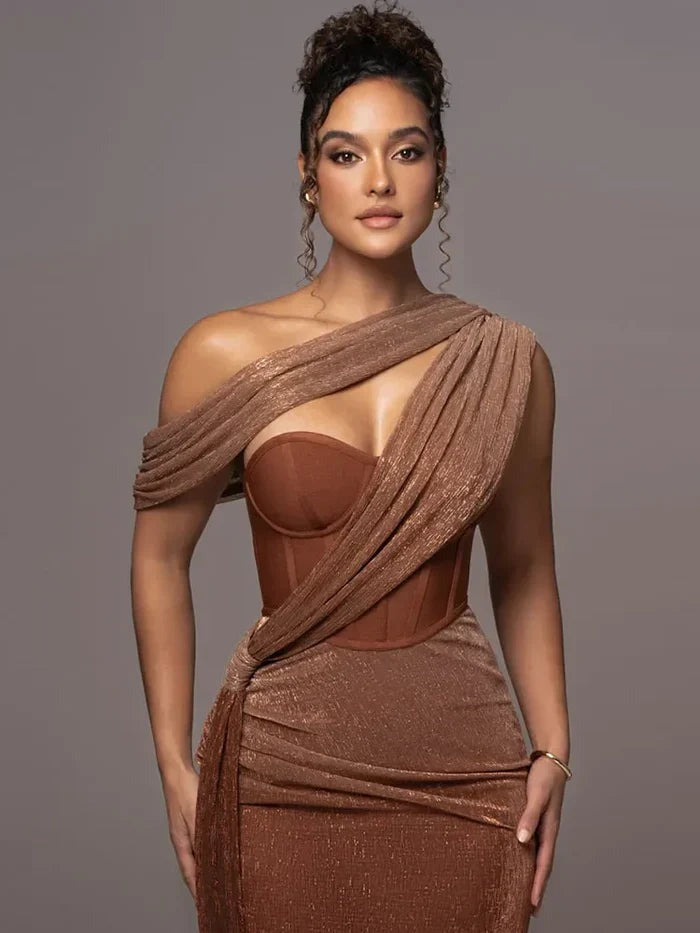 Agatha - Women's Corset Glitter Party Maxi Dress - photo 4