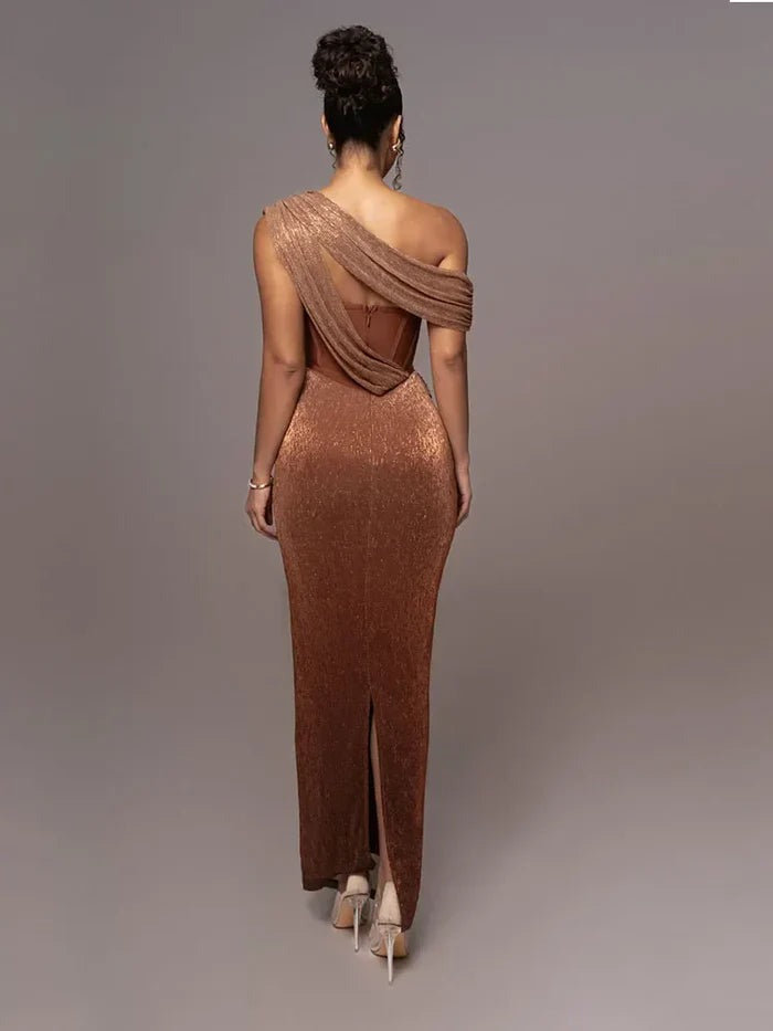 Agatha - Women's Corset Glitter Party Maxi Dress - photo 3