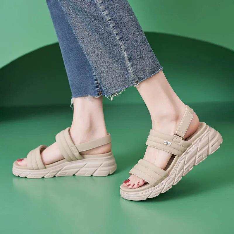 Women's Orthopedic Platform Sandals — Cushioned Arch Support, Wide Fit & Confident All-Day Height