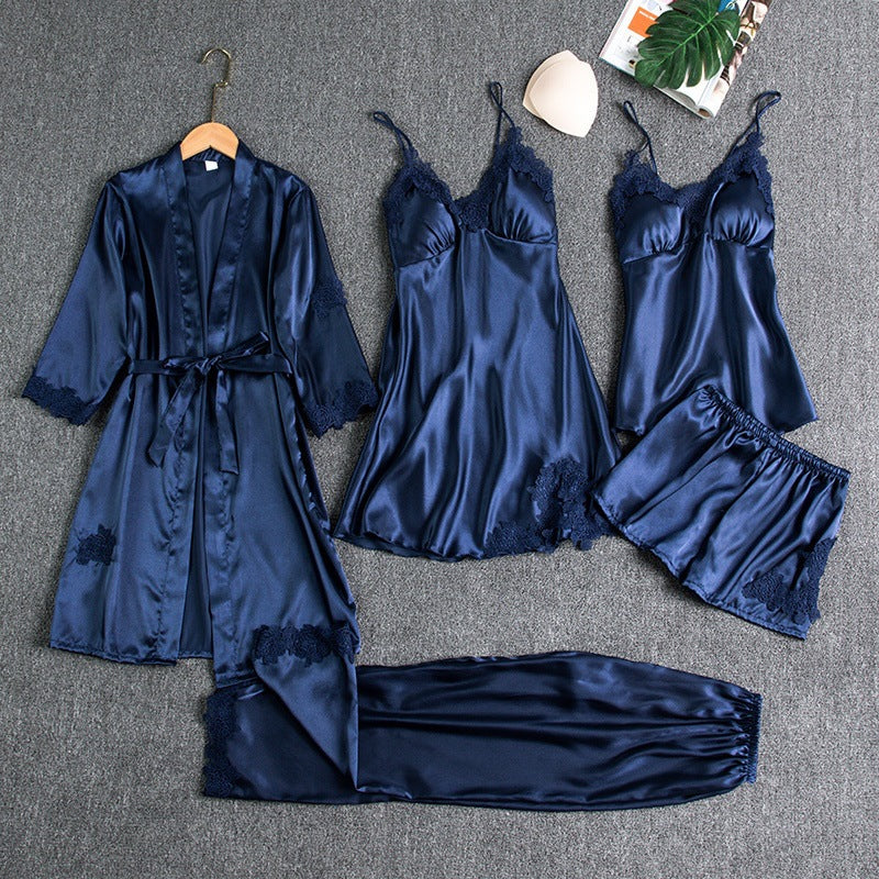 Set pigiama elegante da donna in pizzo a cinque pezzi