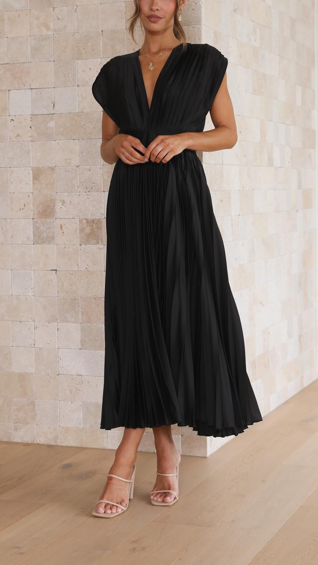 Rochie Maxi plisată pentru femei - Elegantă și confortabilă
