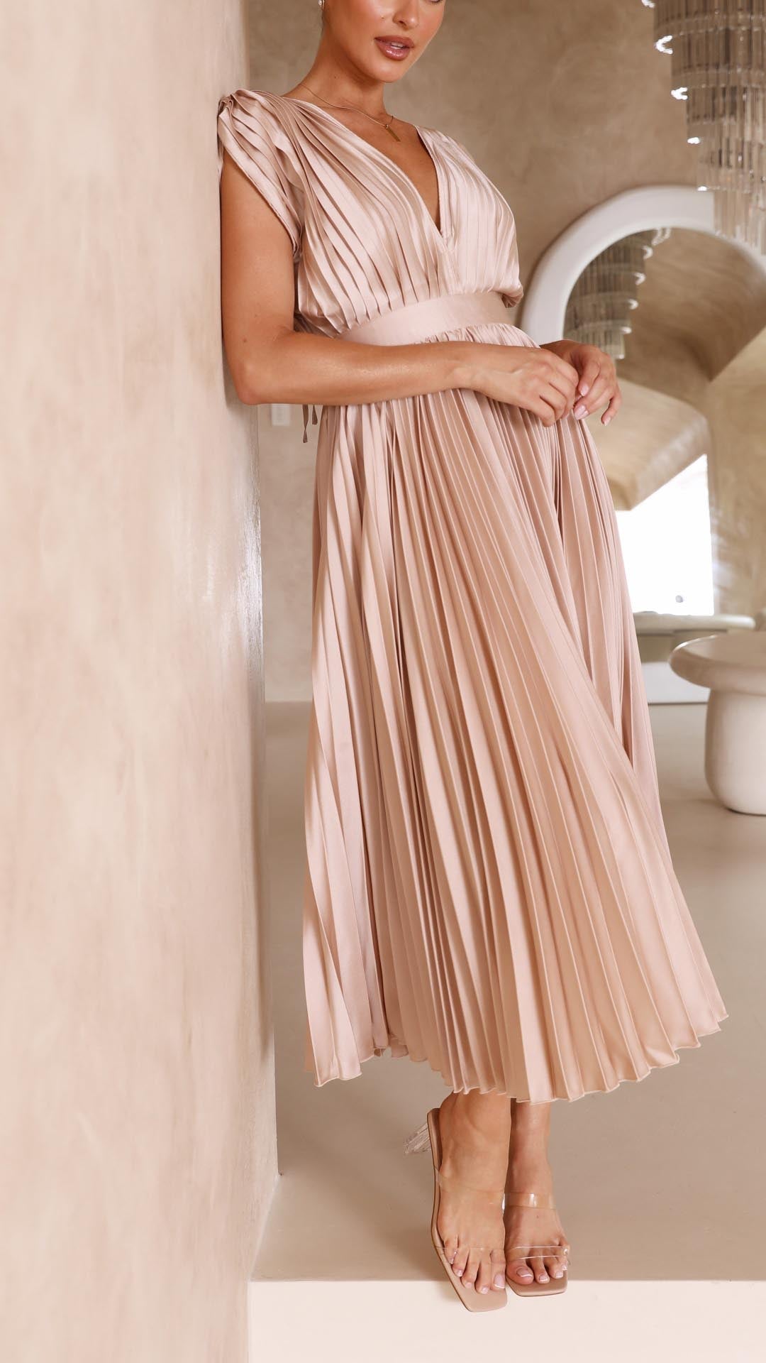 Rochie Maxi plisată pentru femei - Elegantă și confortabilă