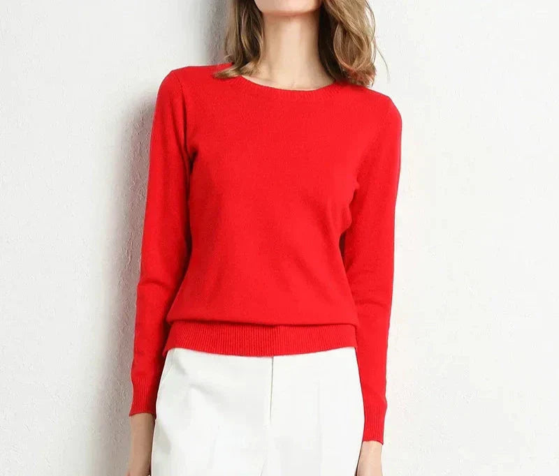 Women's Crew Neck Classic Jumper - Red
