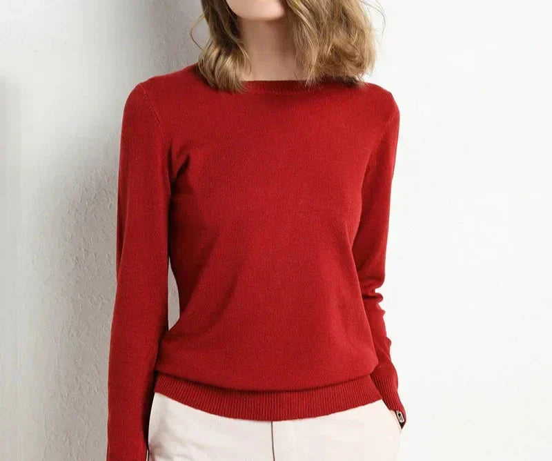 Women's Crew Neck Classic Jumper - Bordeaux