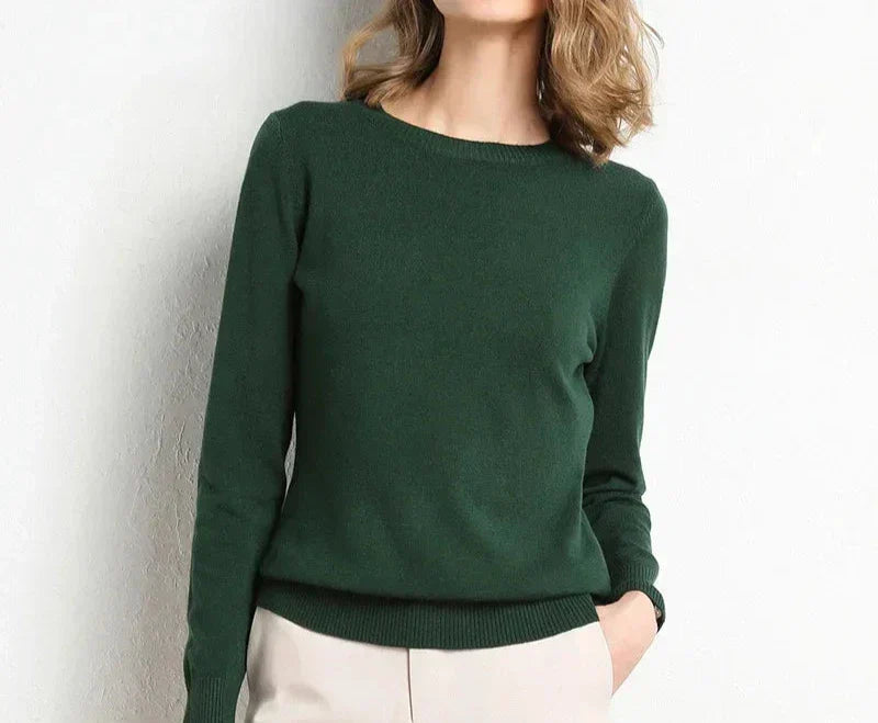 Women's Crew Neck Classic Jumper - Green