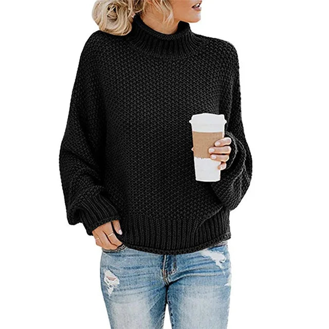 Women's Eleanor - Elegant Turtleneck Sweater - Black