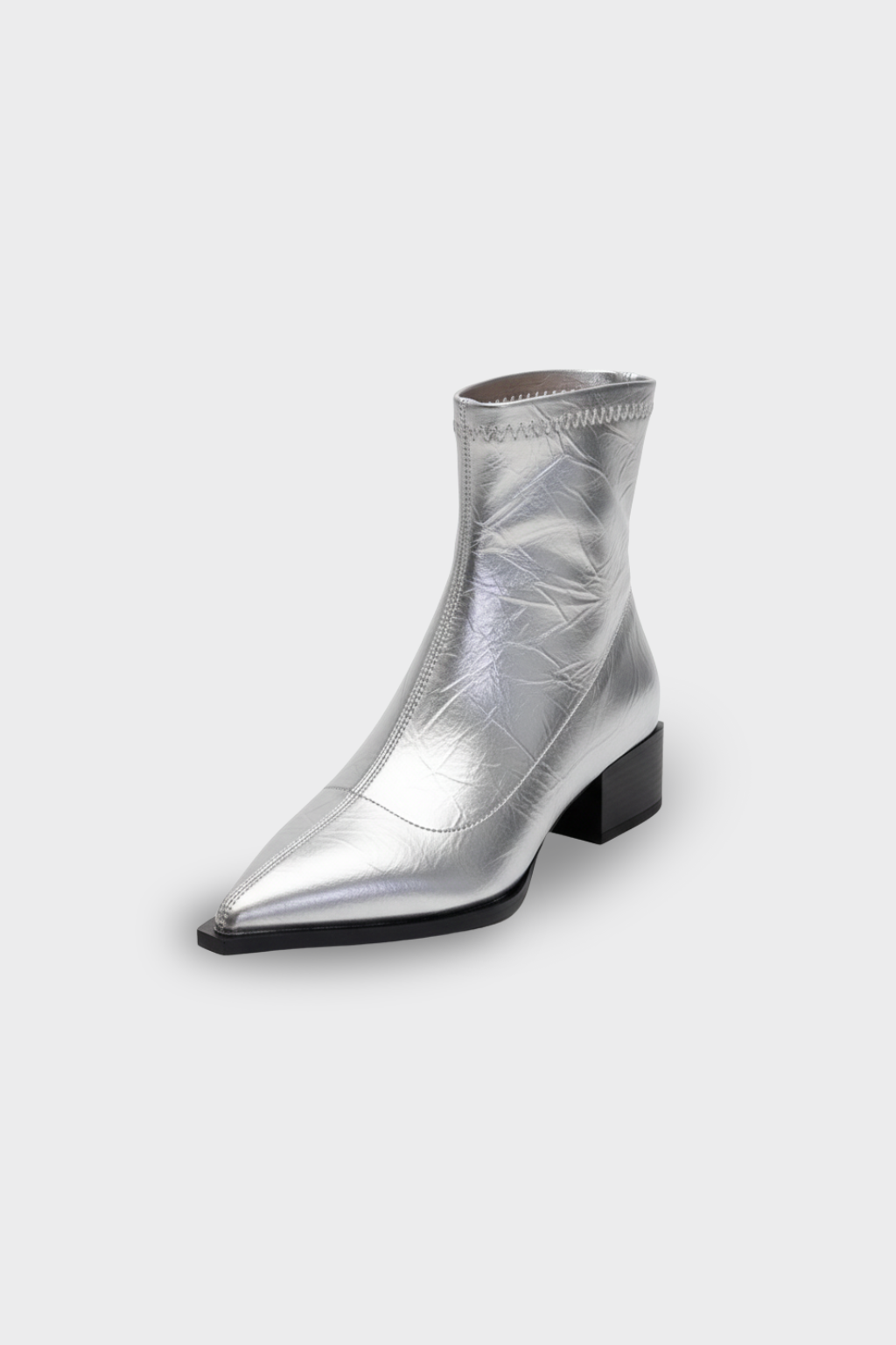 Botine cu vârf ascuțit și toc mic gros, fără șiret, elegante, pentru femei
