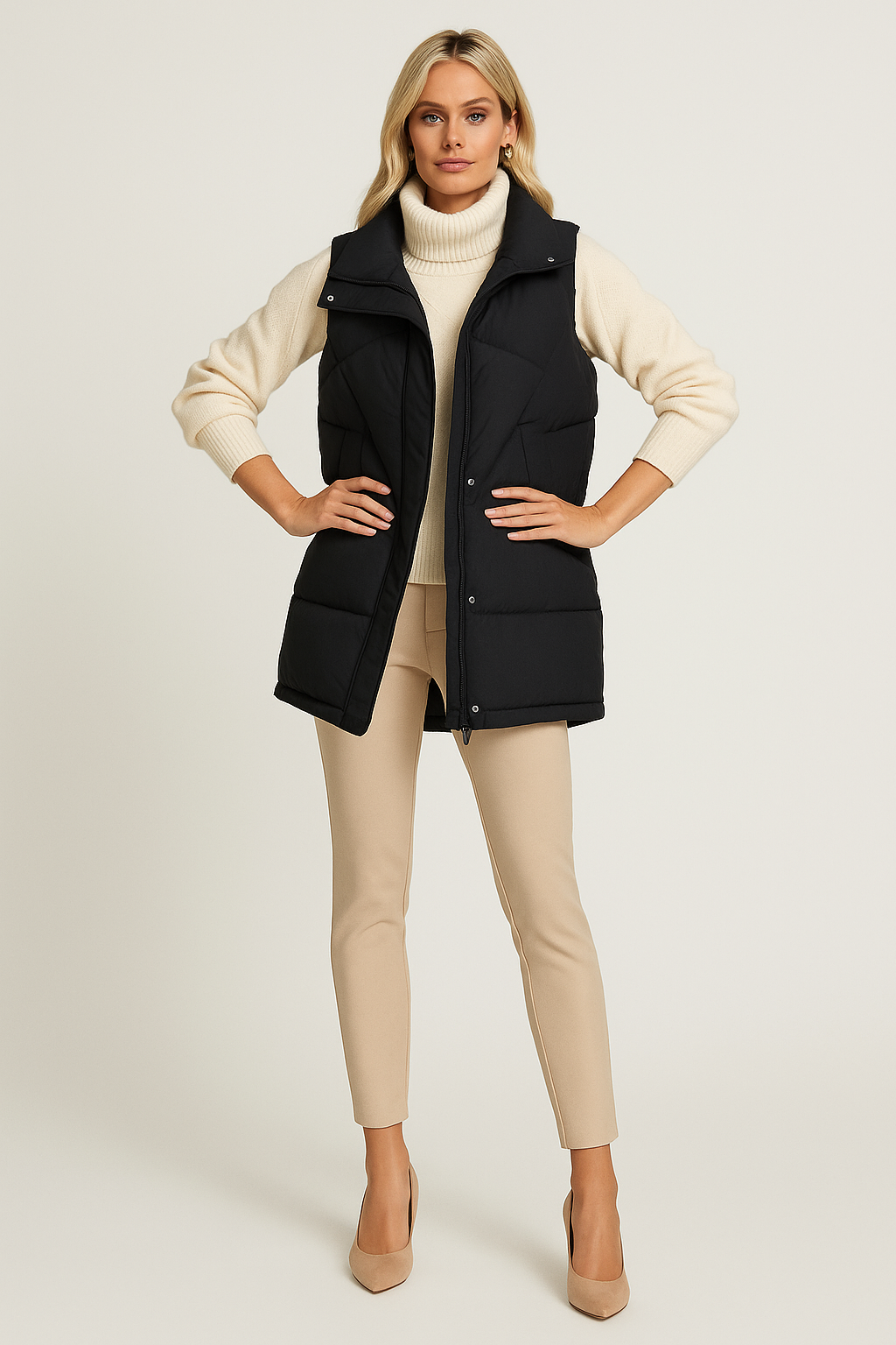 Gilet imbottito da donna senza maniche e leggero