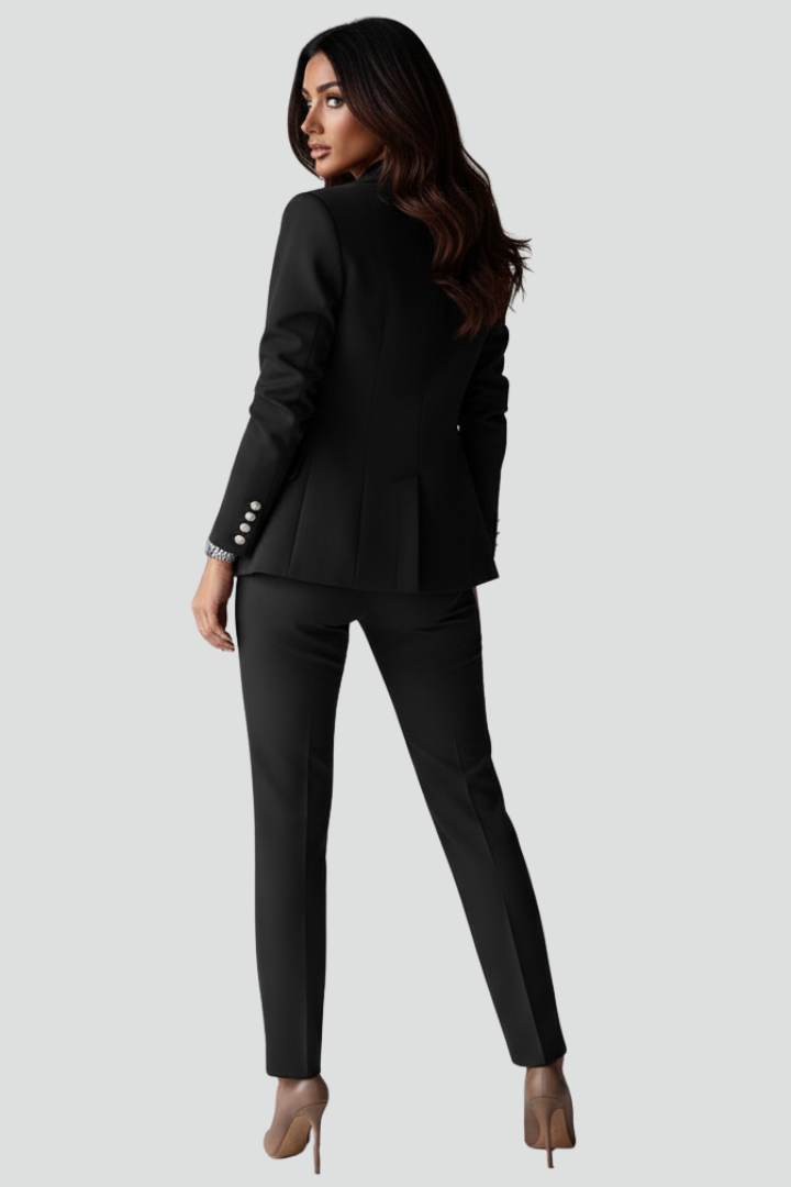 Women's Double Breasted Blazer and Straight Leg Trouser Set - photo 4