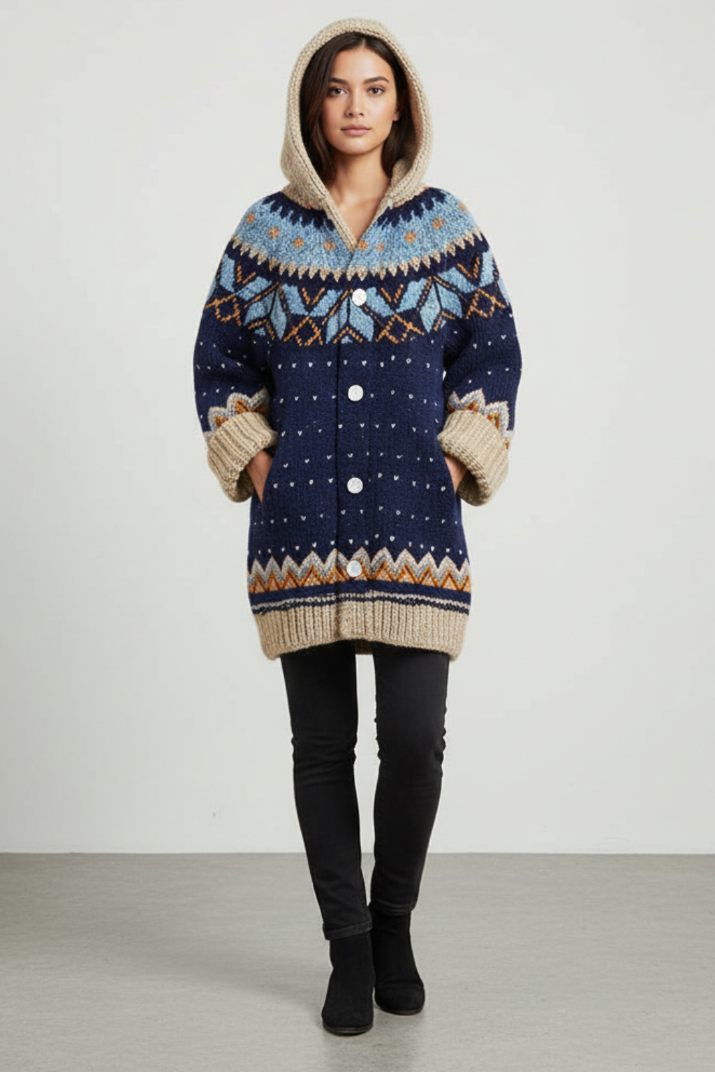 Cardigan invernale da donna in morbida maglia per un calore avvolgente