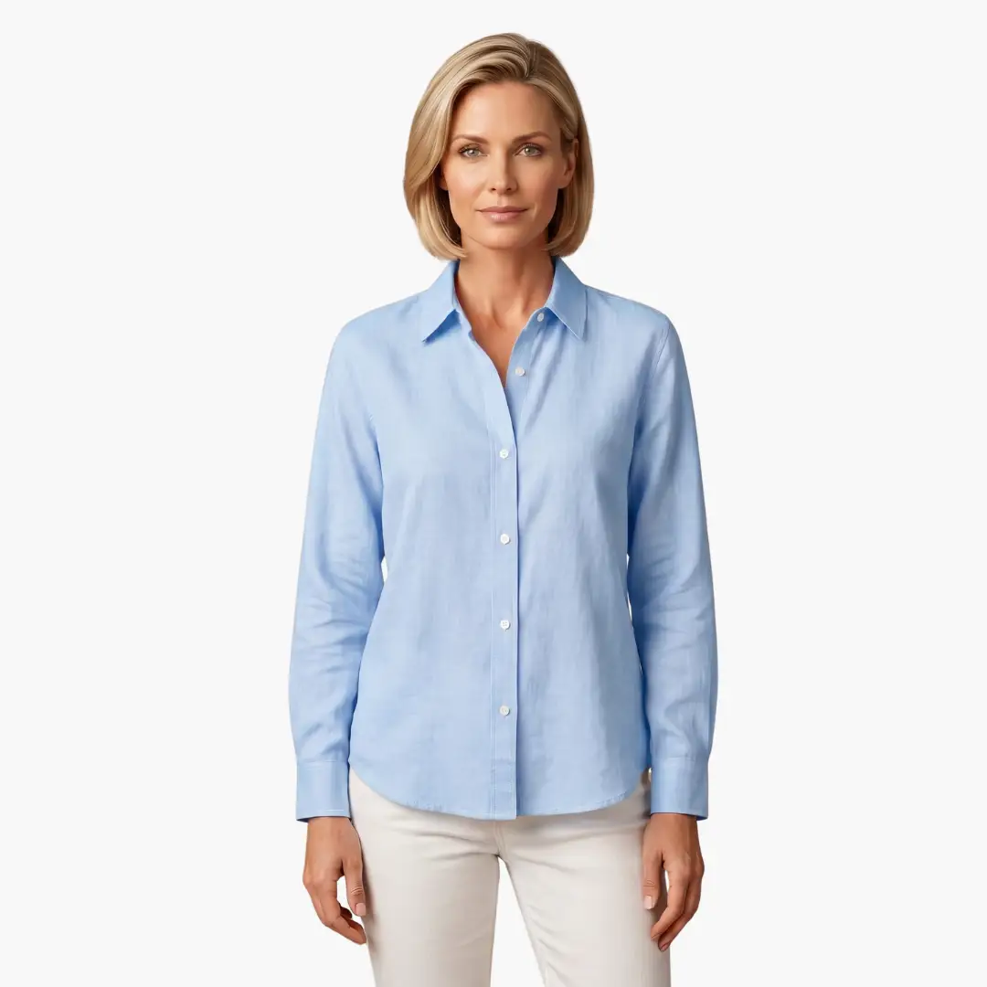 Women's Button Up Blouse with Collar and Long Sleeves - photo 14