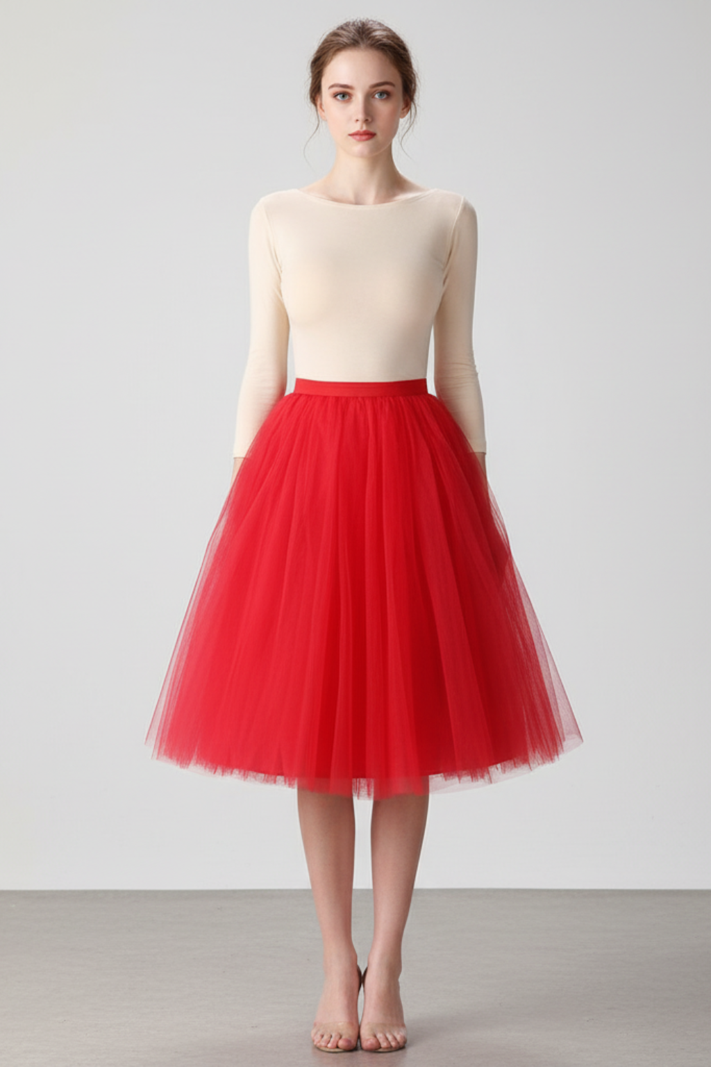Gonna midi in tulle da donna classica