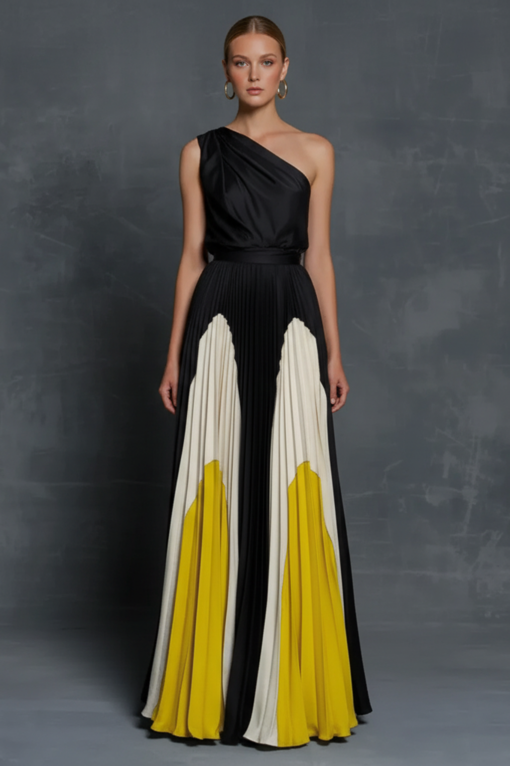 Rochie maxi de damă cu design elegant pe umeri