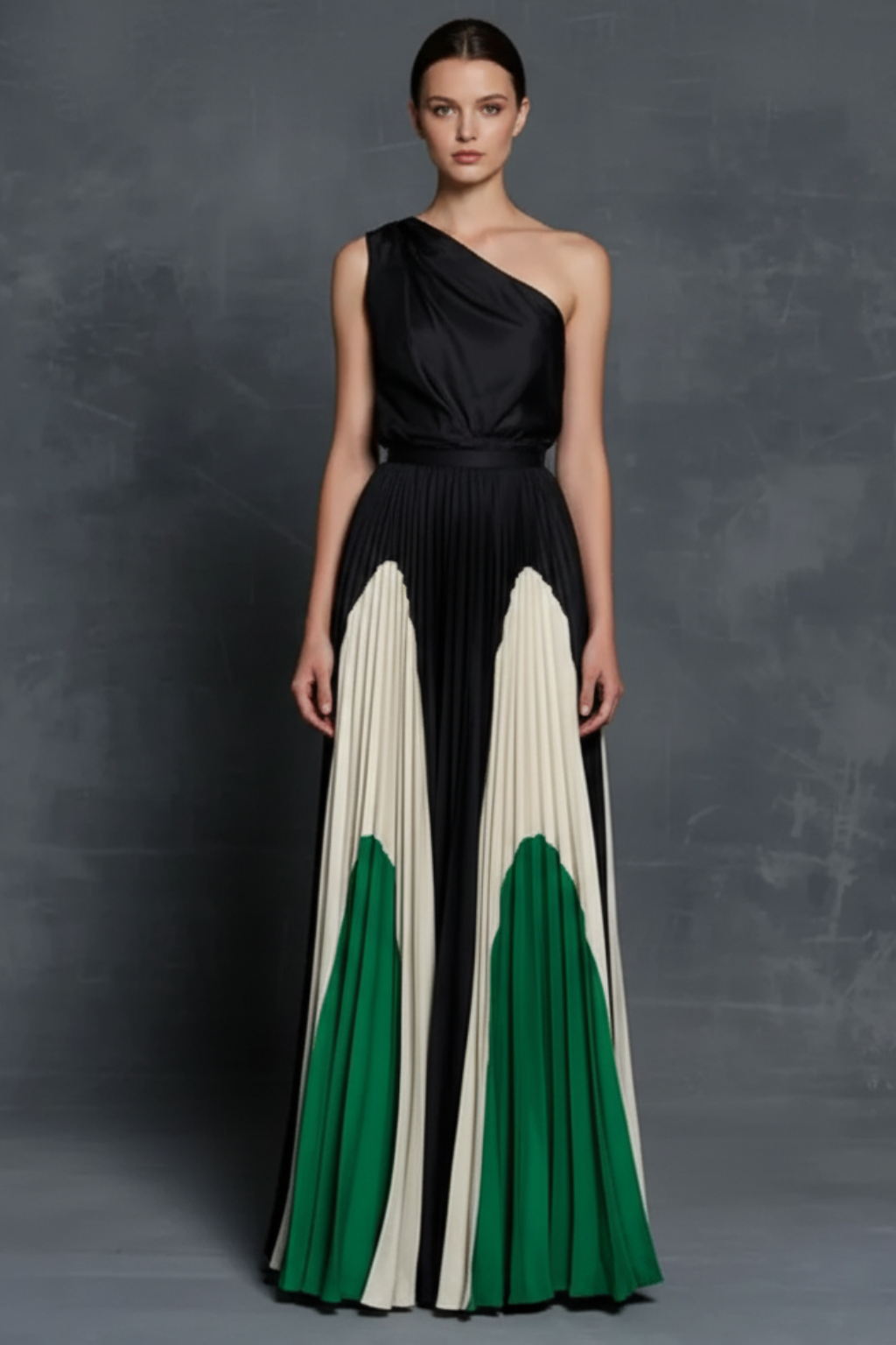Rochie maxi de damă cu design elegant pe umeri