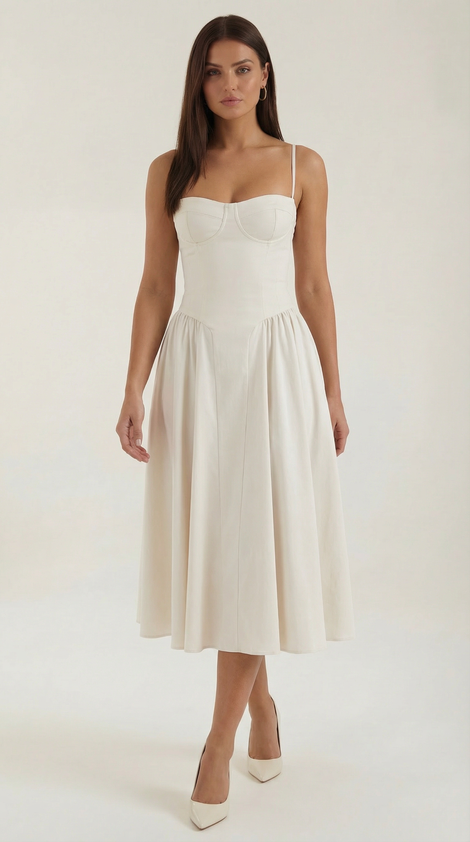 Women's Corset Midi Dress | Floral Print & Sweetheart Neckline