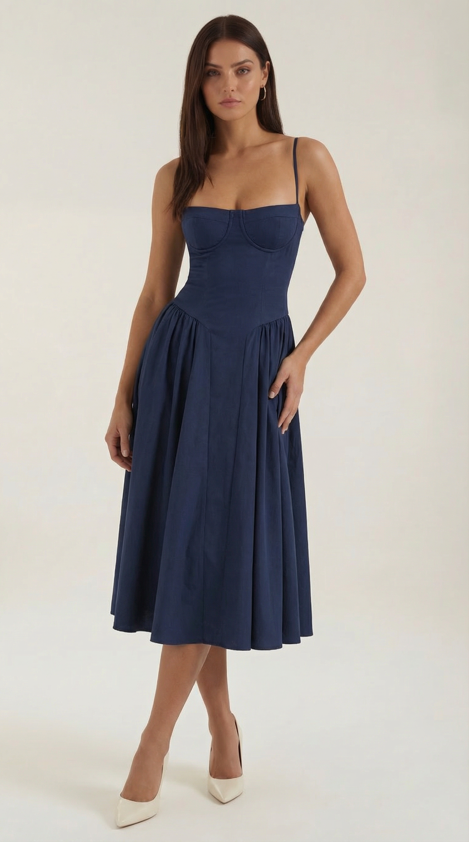 Women's Corset Midi Dress | Floral Print & Sweetheart Neckline
