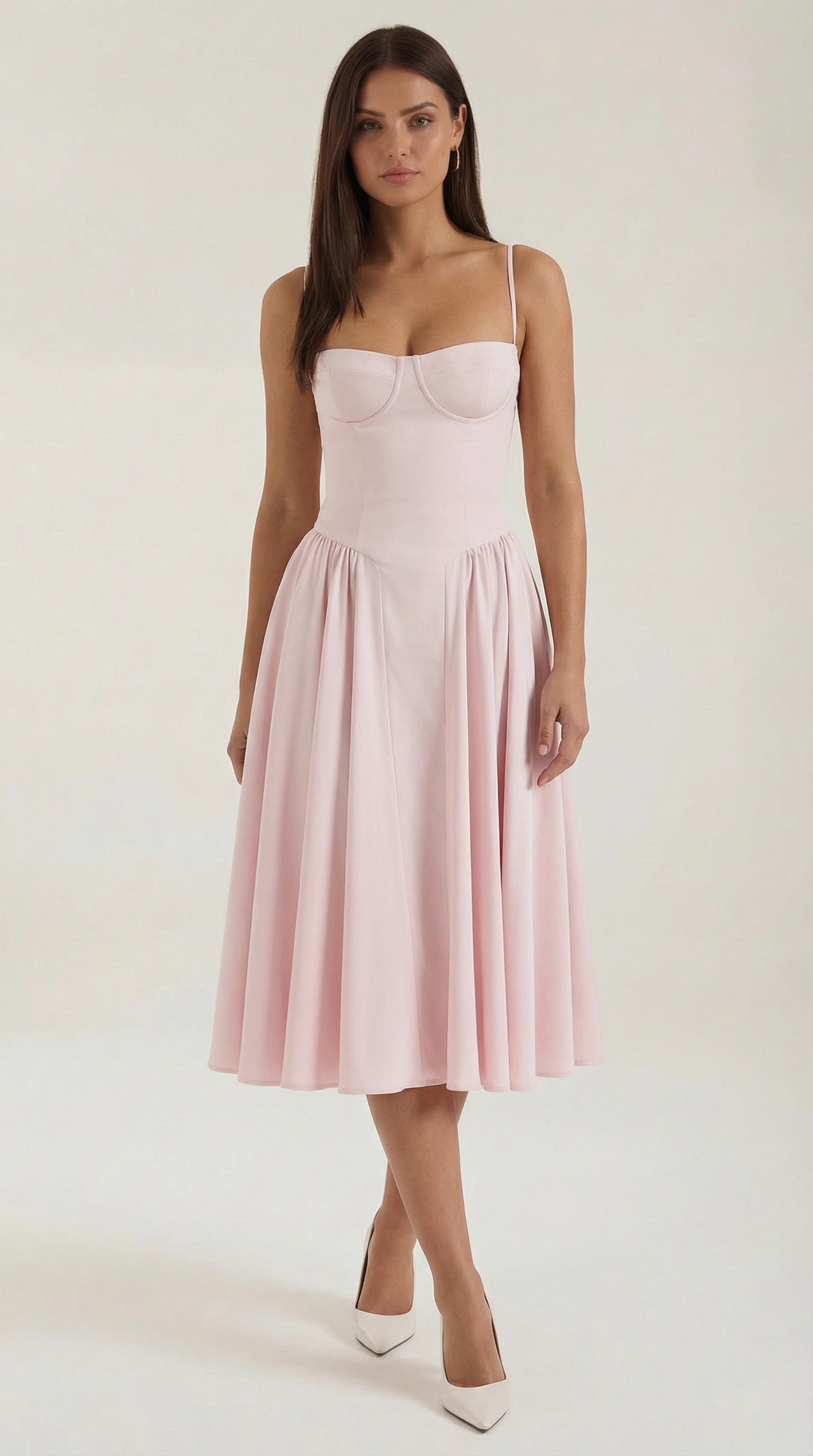 Women's Corset Midi Dress | Floral Print & Sweetheart Neckline