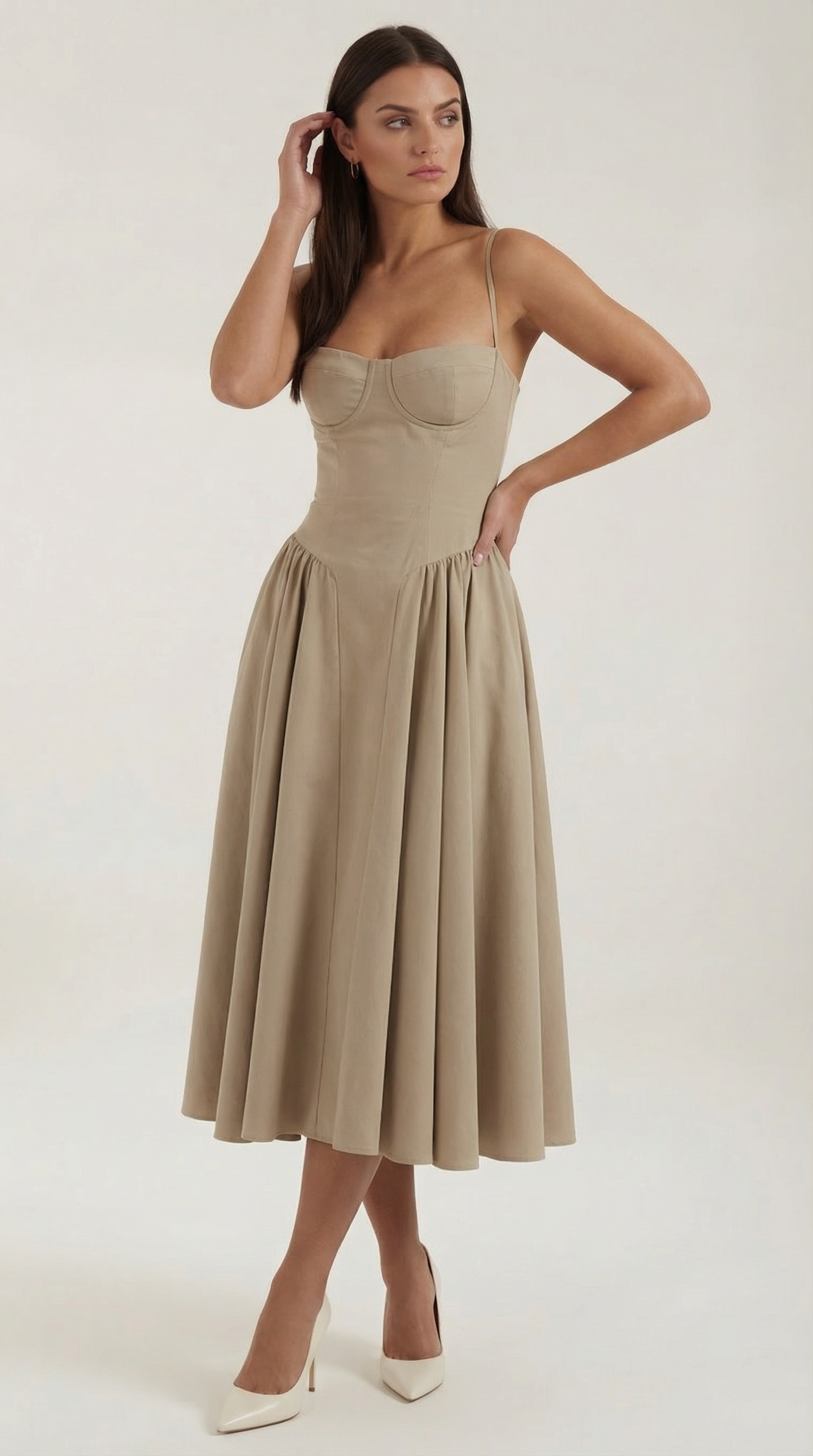 Women's Corset Midi Dress | Floral Print & Sweetheart Neckline