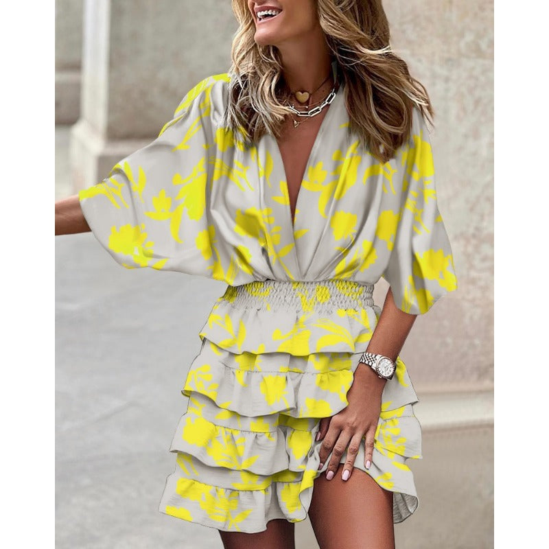 Ellie - Rochie mini cu imprimeu floral vibrant