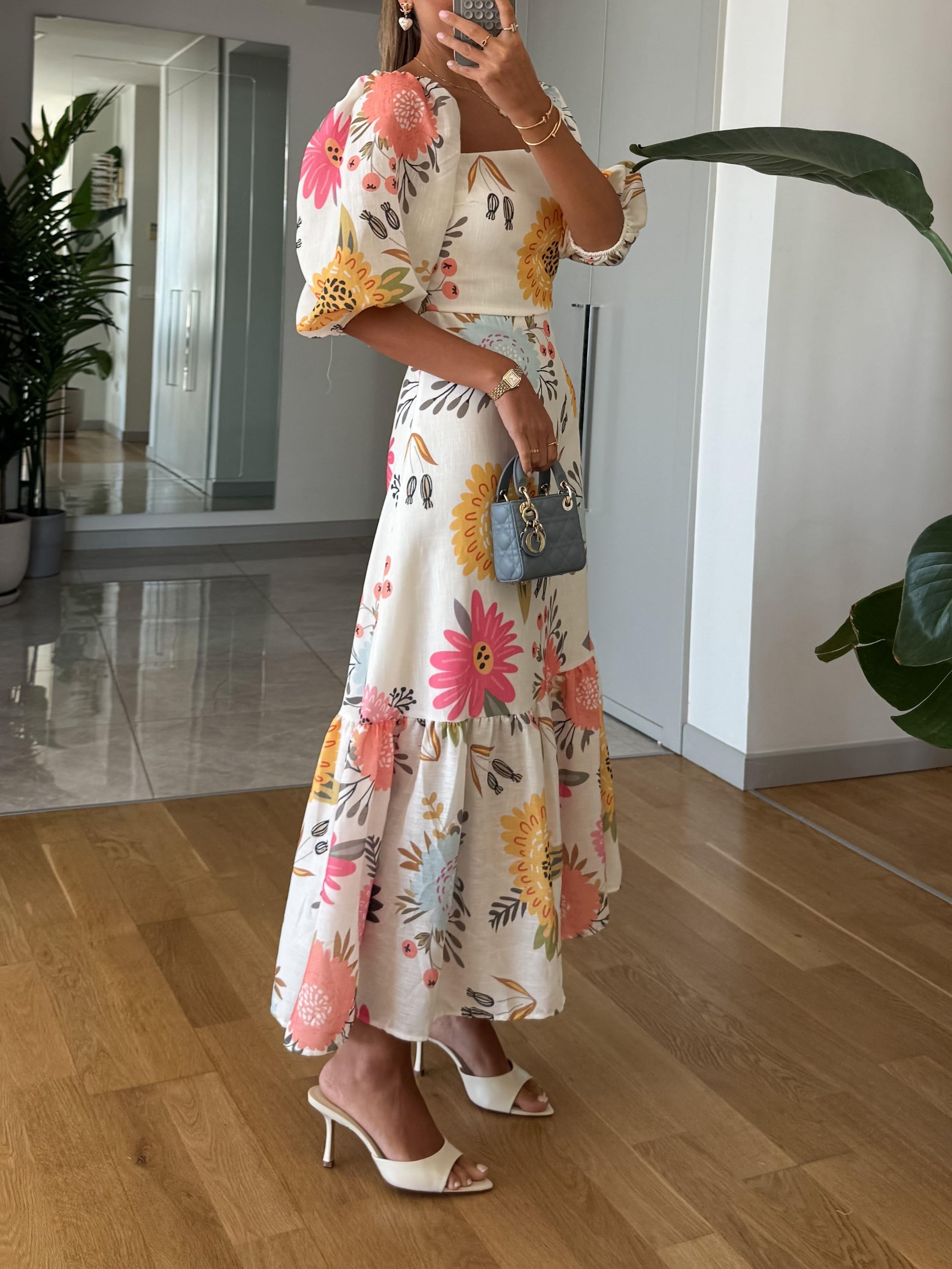 Women’s Dress | Square Neck Floral Midi