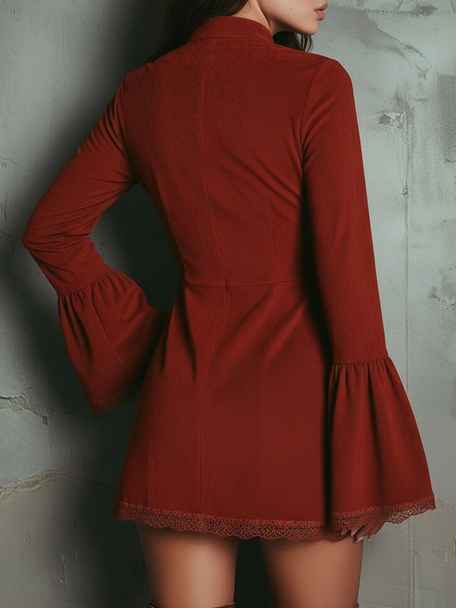 Charlotte - Abito midi vintage in suede da donna