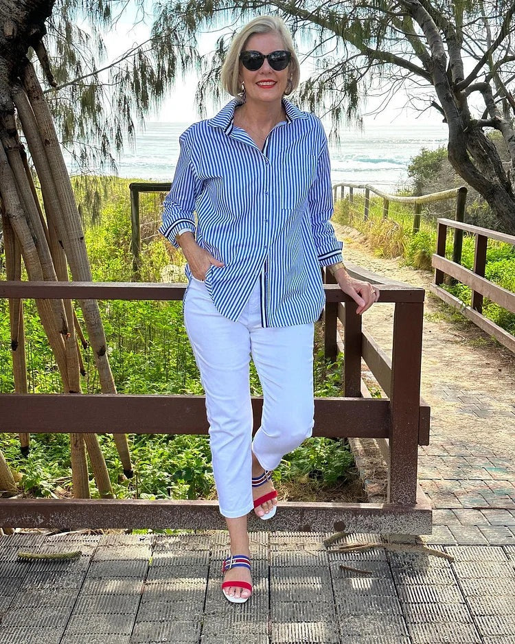 Marit - Women's Button-Down Shirt with Point Collar