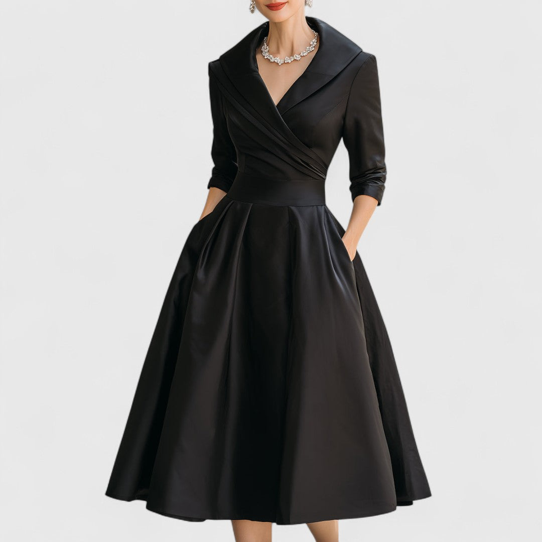 Abito midi elegante da donna con scollo a V