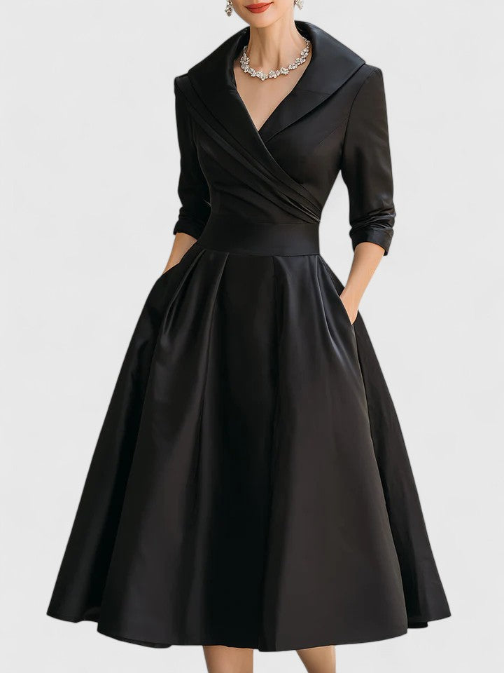 Keziah - Women's Midi Dress with Defined Waist