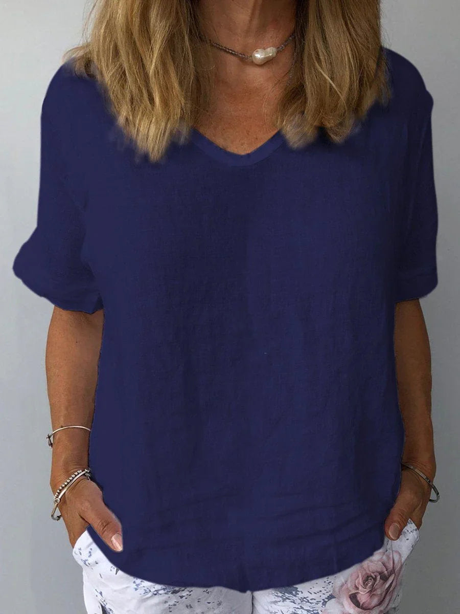 Adrienne - Women's V Neck Blouse in a Relaxed Fit - photo 1