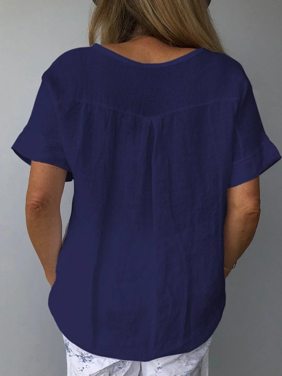 Adrienne - Women's V Neck Blouse in a Relaxed Fit - photo 2