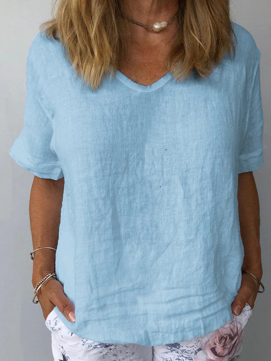 Adrienne - Women's V Neck Blouse in a Relaxed Fit - photo 3