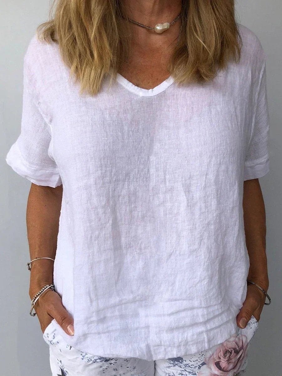 Adrienne - Women's V Neck Blouse in a Relaxed Fit - photo 5