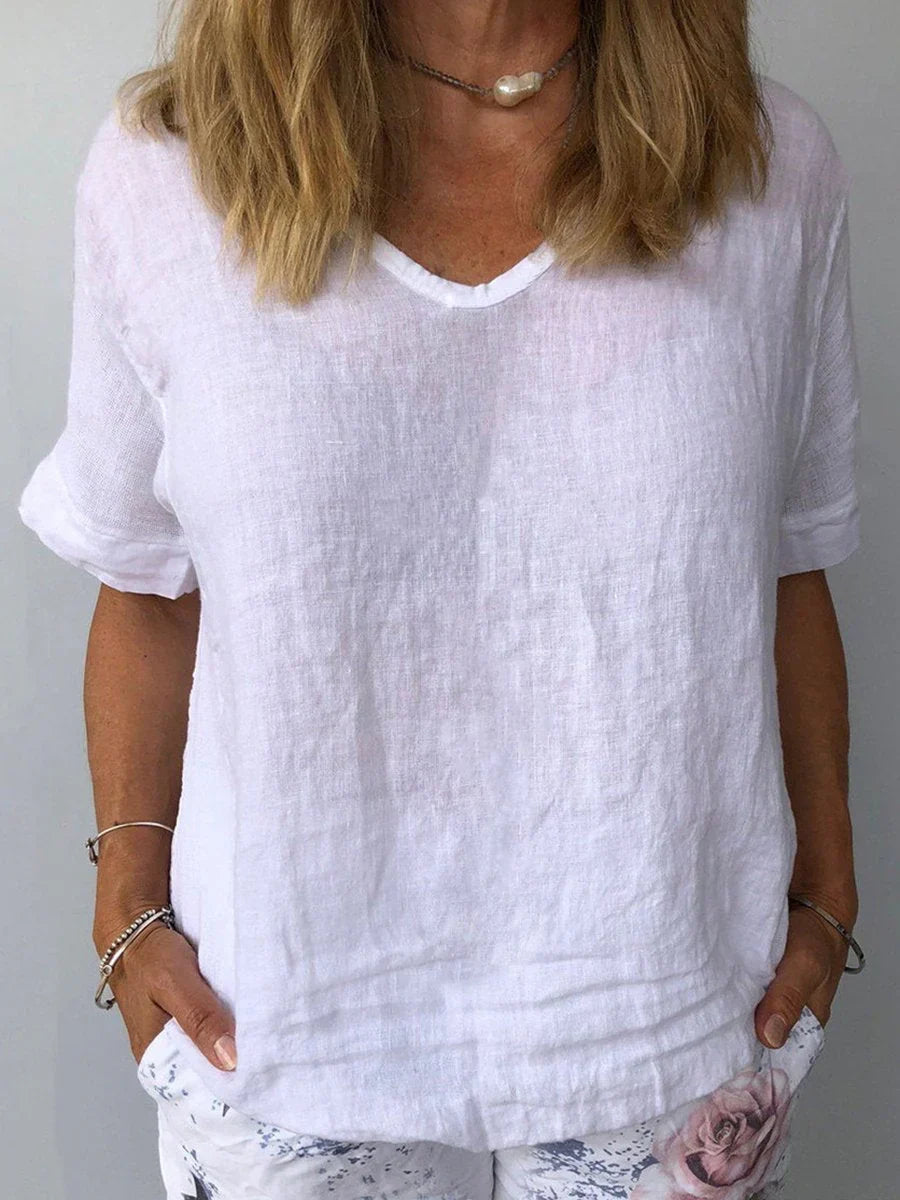 Adrienne - Women's V Neck Blouse in a Relaxed Fit - photo 5