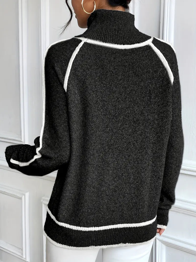 Alberta - Women's Jumper with Colour Blocking and Roll Neck - photo 10