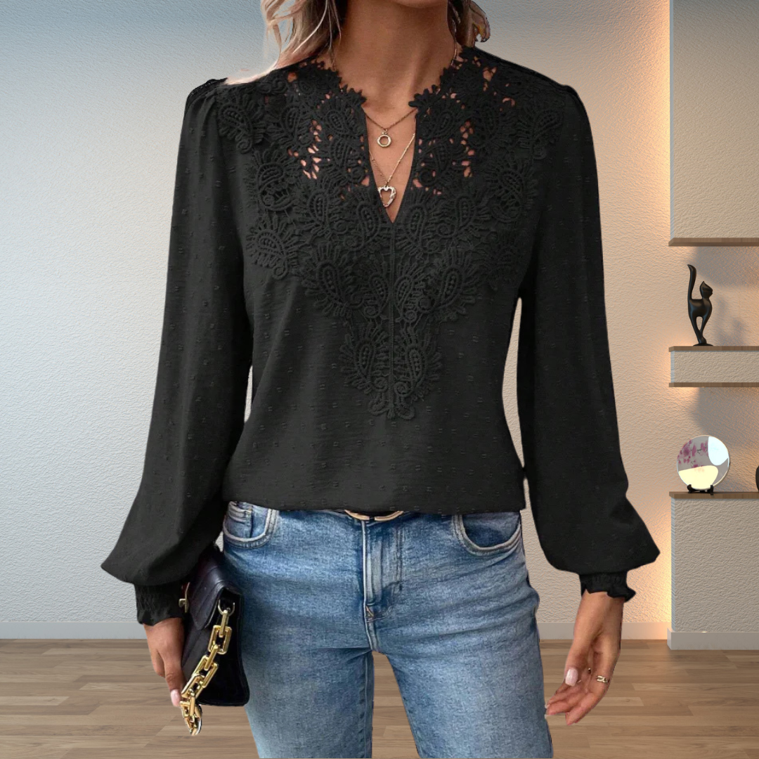 Albertine | Romantic Openwork Long Sleeve Blouse