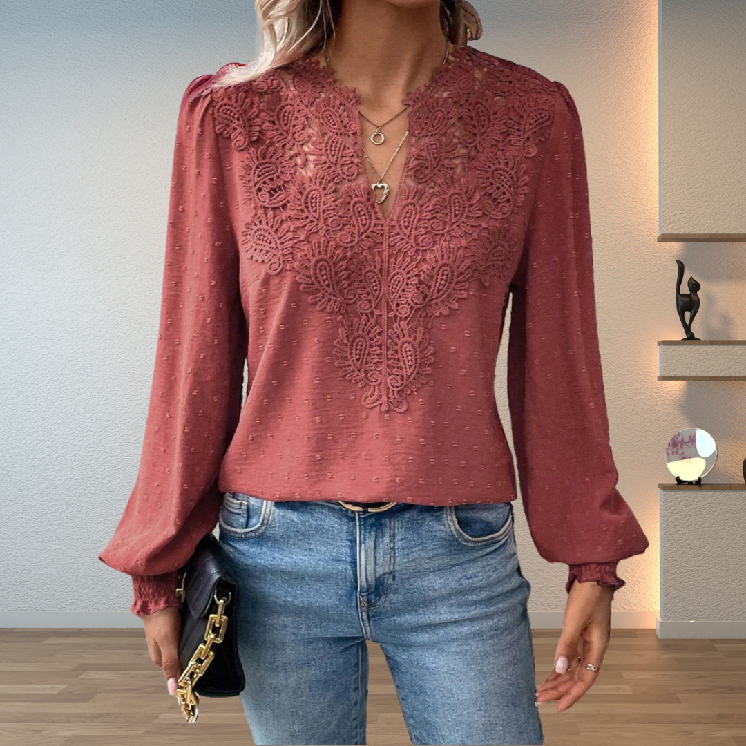 Albertine | Romantic Openwork Long Sleeve Blouse