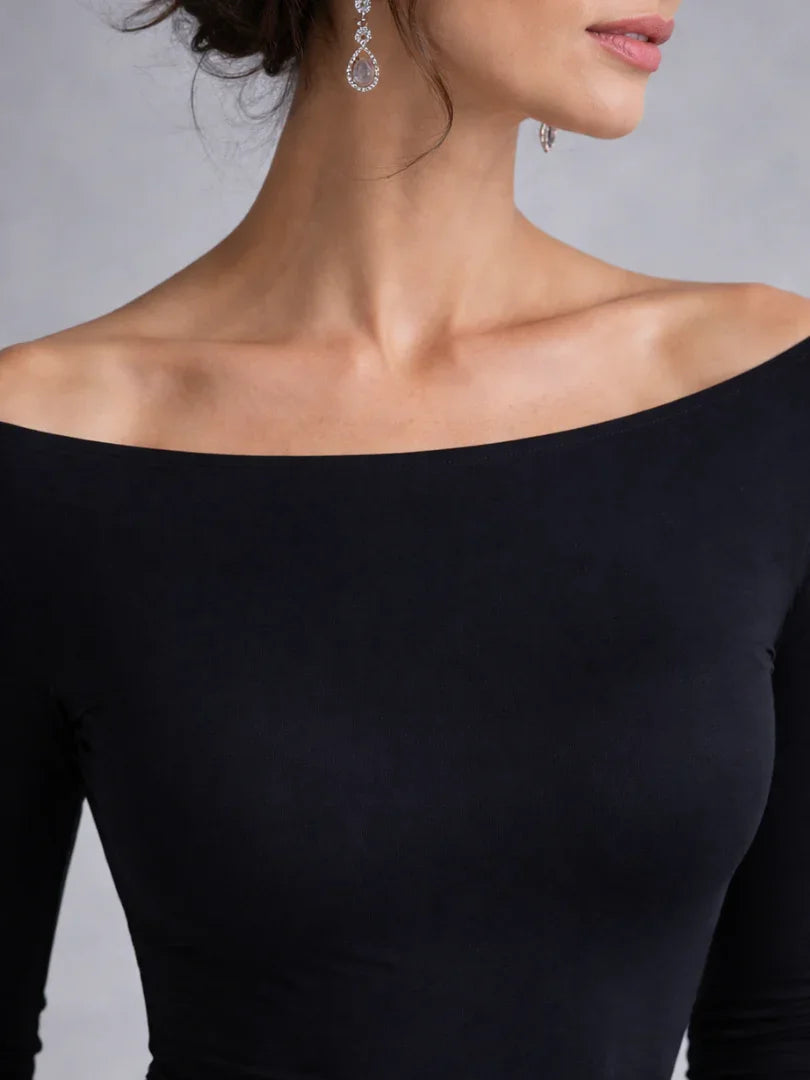 Alethea - Women's Fitted Maxi Dress with Wide Leg and Long Sleeves - photo 5