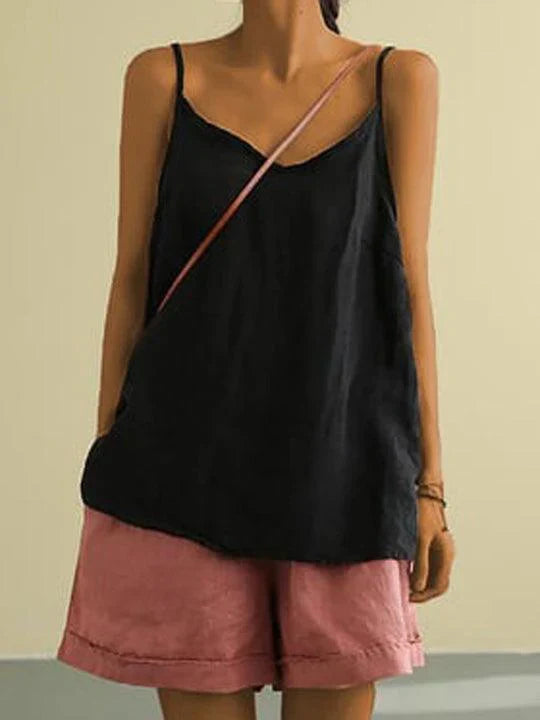 Alexandria - Women's Linen Cami Top with Spaghetti Straps - photo 5