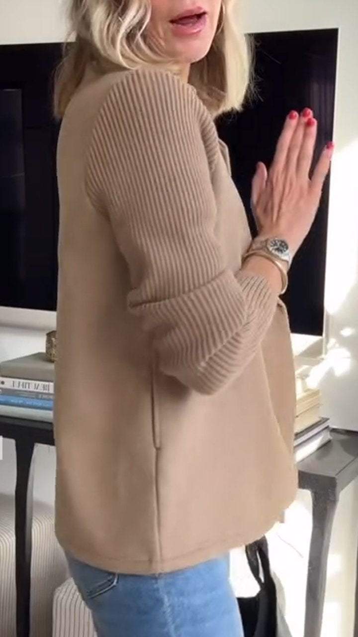 Women's Tailored Blazer with Knit Sleeves - photo 3