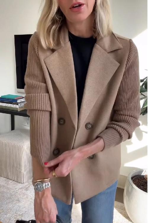 Women's Tailored Blazer with Knit Sleeves - photo 2