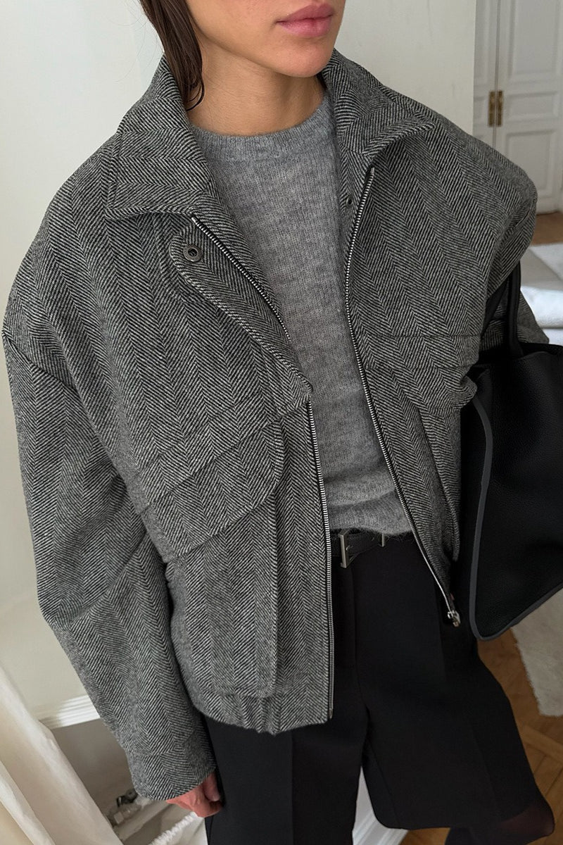 Andrea - Women's Herringbone Coat with Collar - photo 3