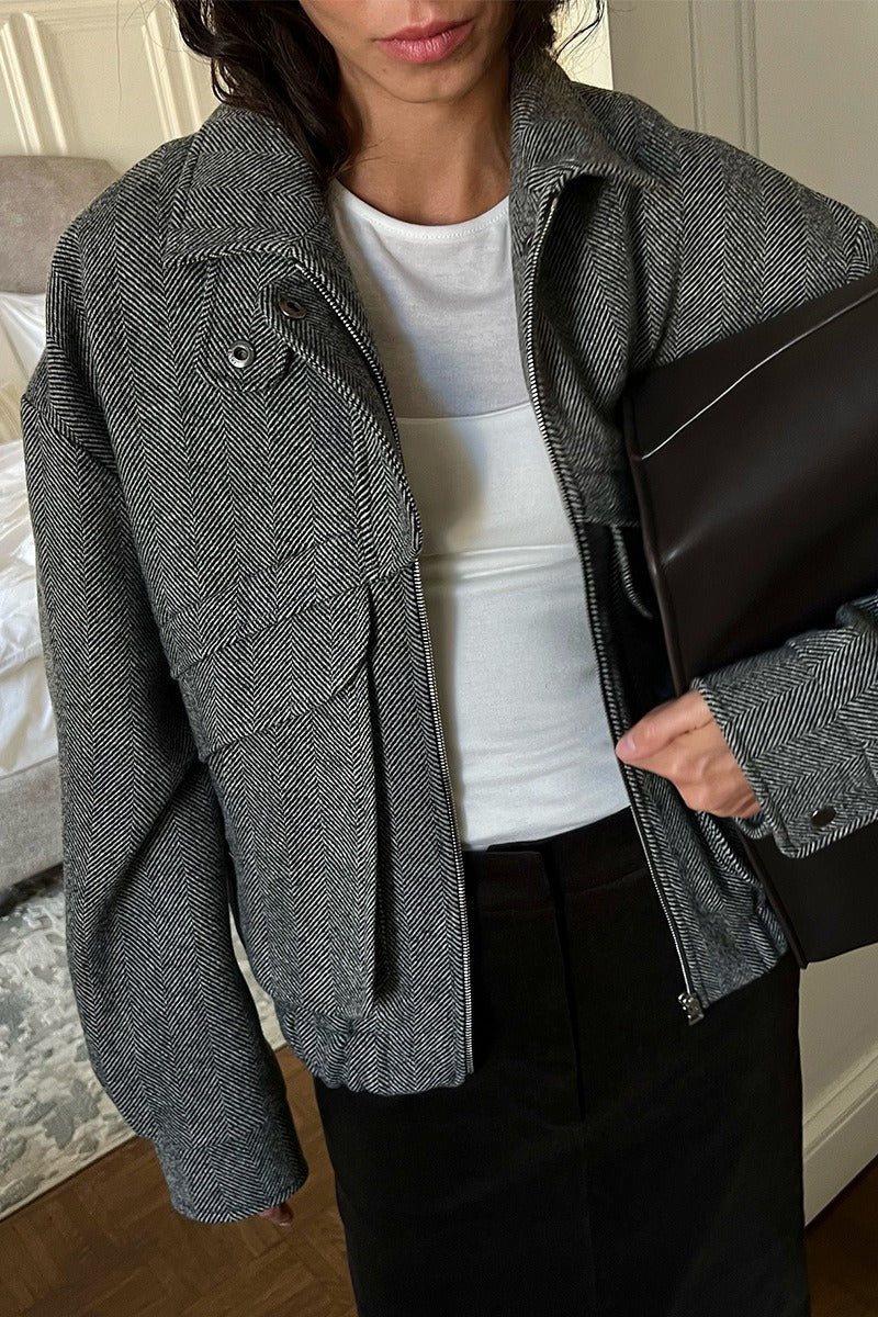 Andrea - Women's Herringbone Coat with Collar - photo 4