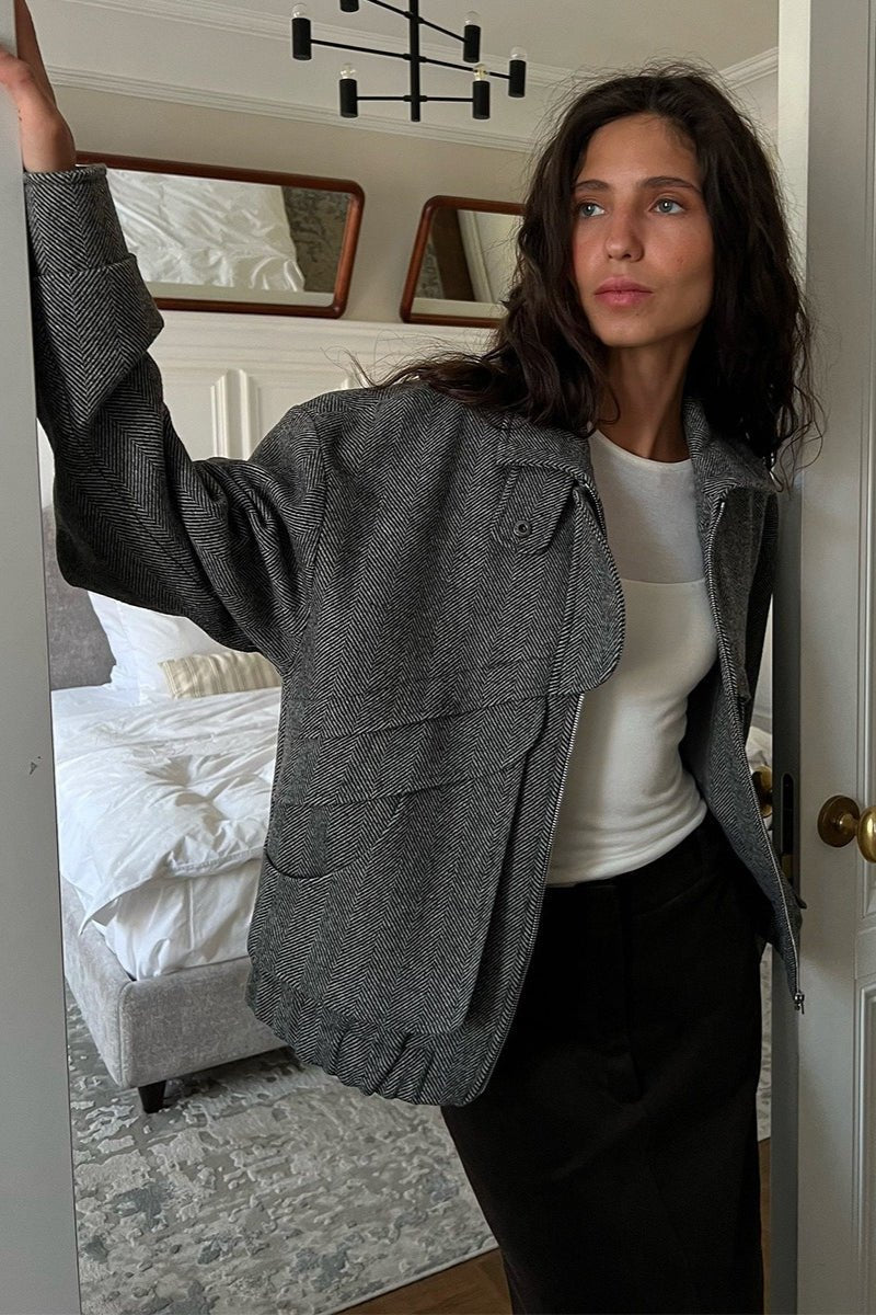 Andrea - Women's Herringbone Coat with Collar - photo 5