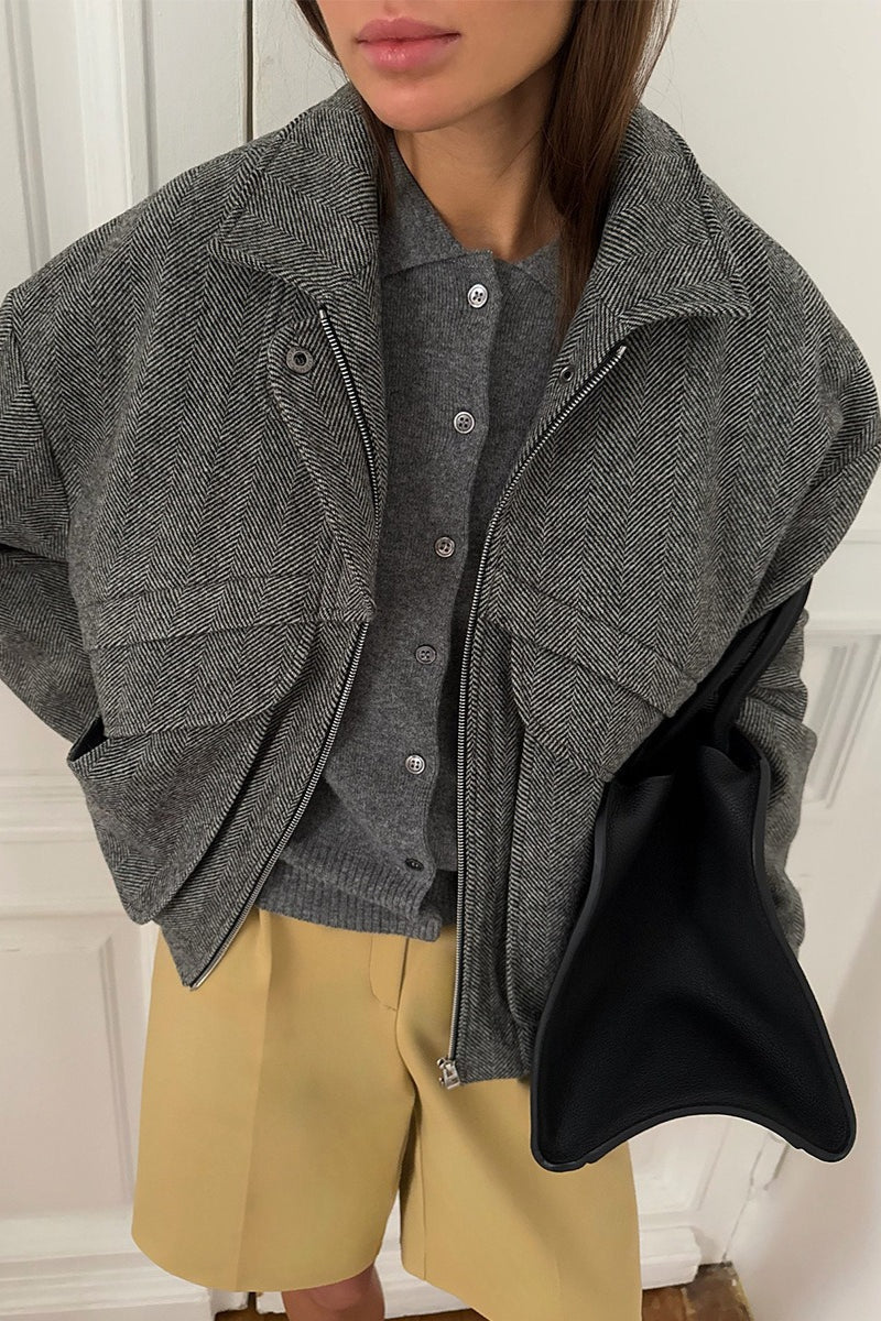 Andrea - Women's Herringbone Coat with Collar - photo 6