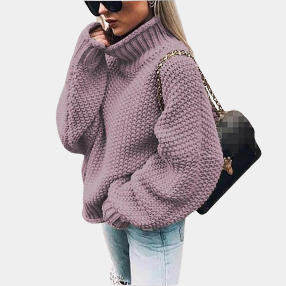 Annabelle - Women's Relaxed Jumper with Collar and Roll Neck - photo 4