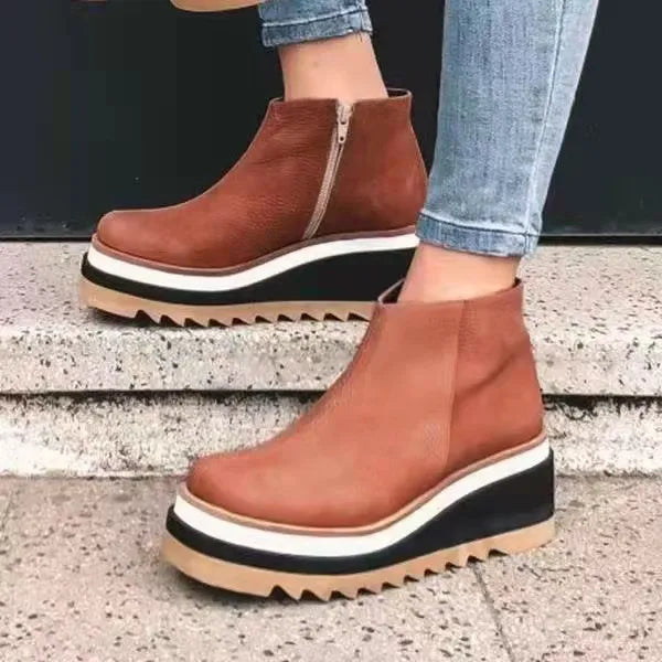 Anthea - Women's Ankle Boots with Platform Sole and Side Zip - photo 1