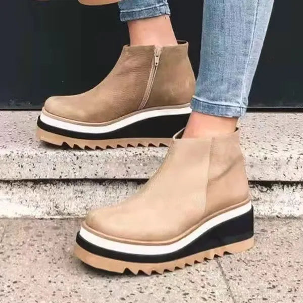 Anthea - Women's Ankle Boots with Platform Sole and Side Zip - photo 2