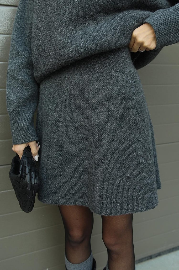 Women's Knit Two Piece Set with Oversized Sweater and Skirt