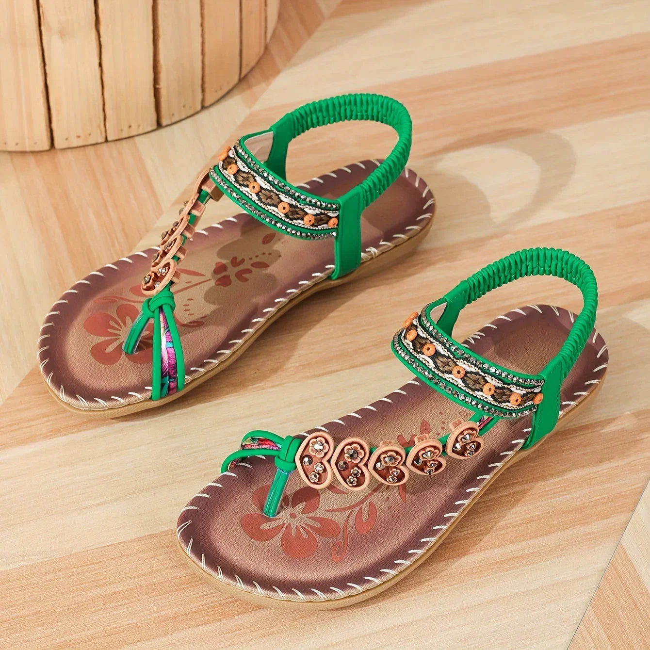 Alana - Women's Beaded Sandals with Straps