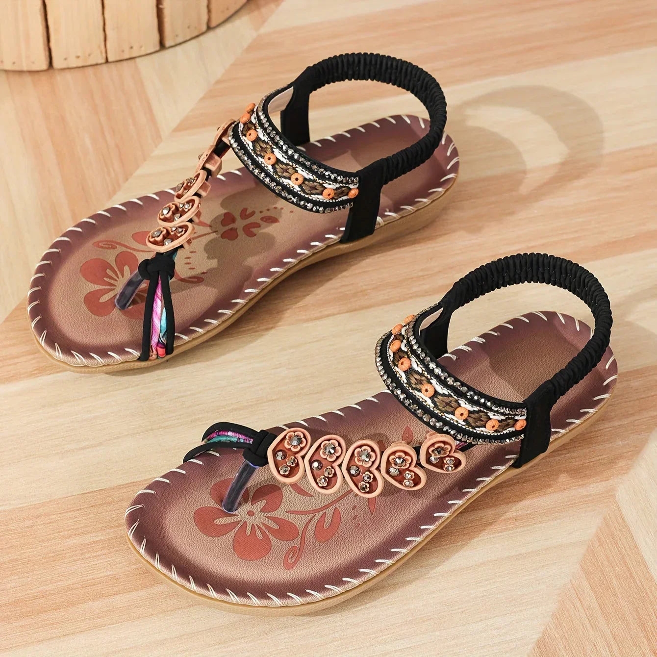Alana - Women's Beaded Sandals with Straps
